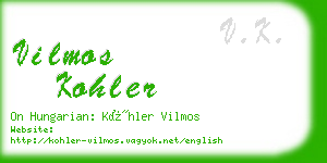 vilmos kohler business card